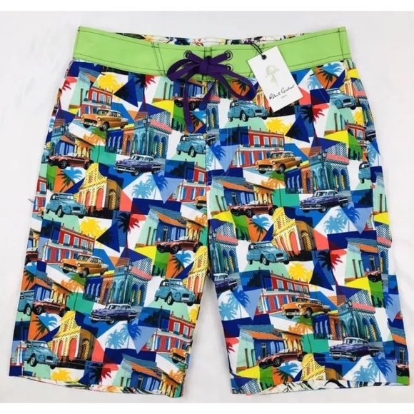 Robert Graham Other - Robert Graham NWT Swim Trunks 32 Car Theme